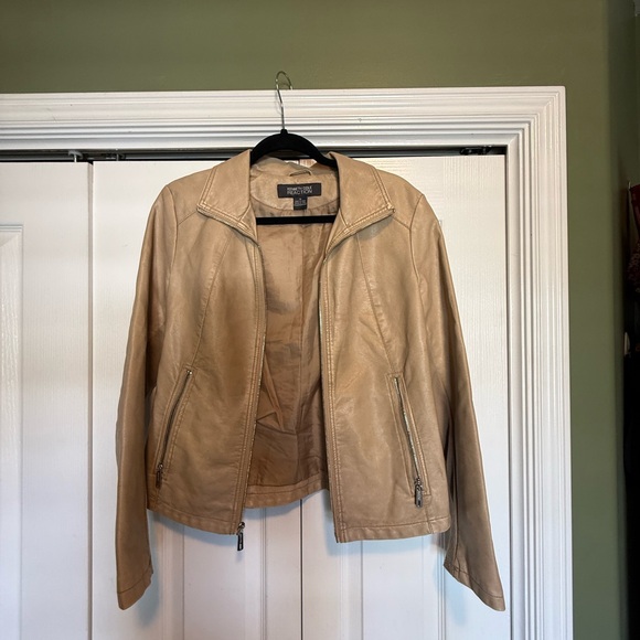 Kenneth Cole Reaction Beige Leather Jacket - Picture 1 of 3